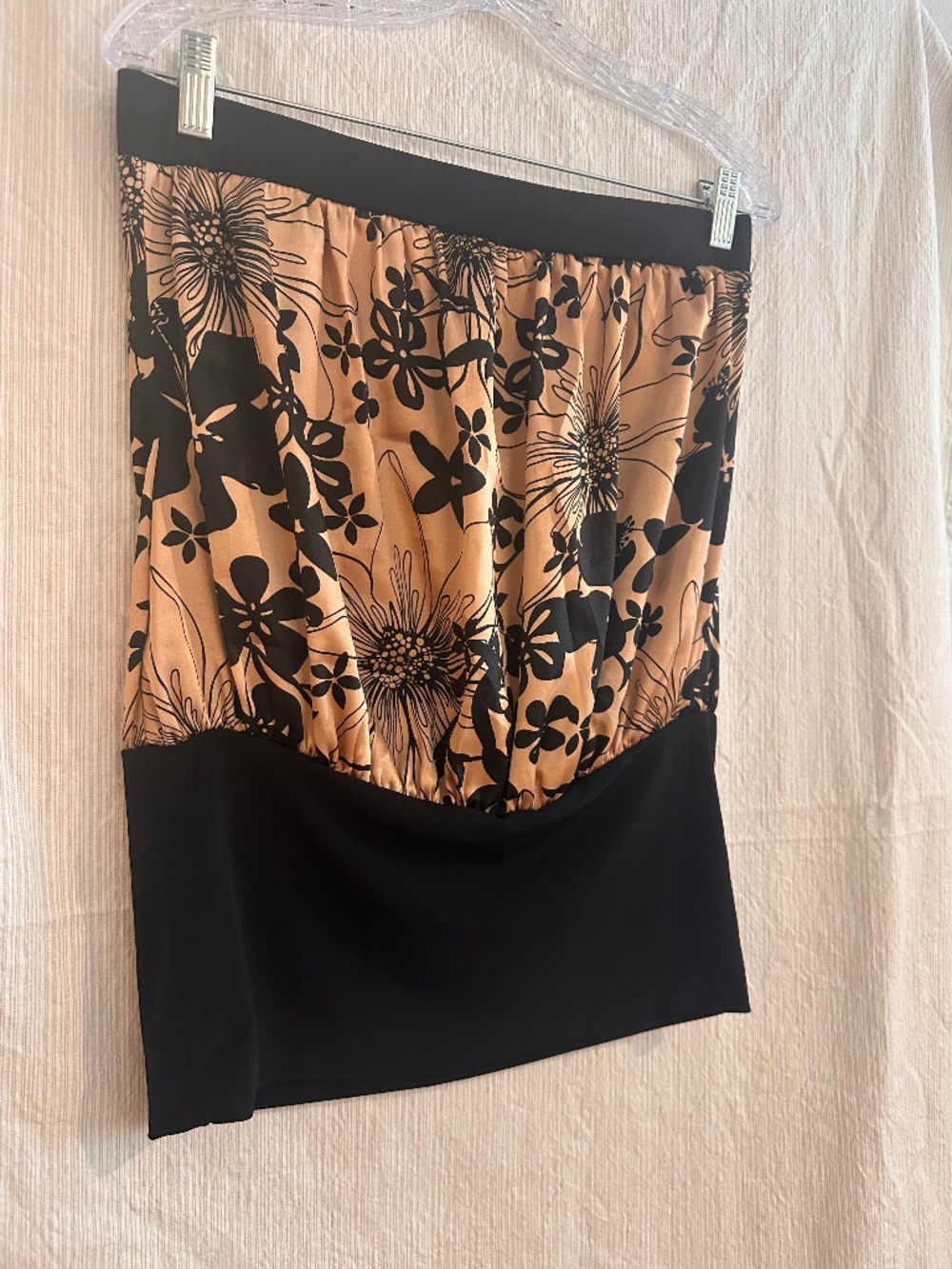 Y2K Papion Satin Floral Strapless Tube Top Large